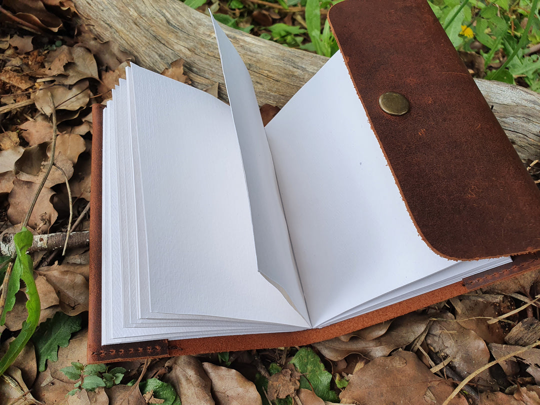 Leather Journal Refillable-A6-Clip