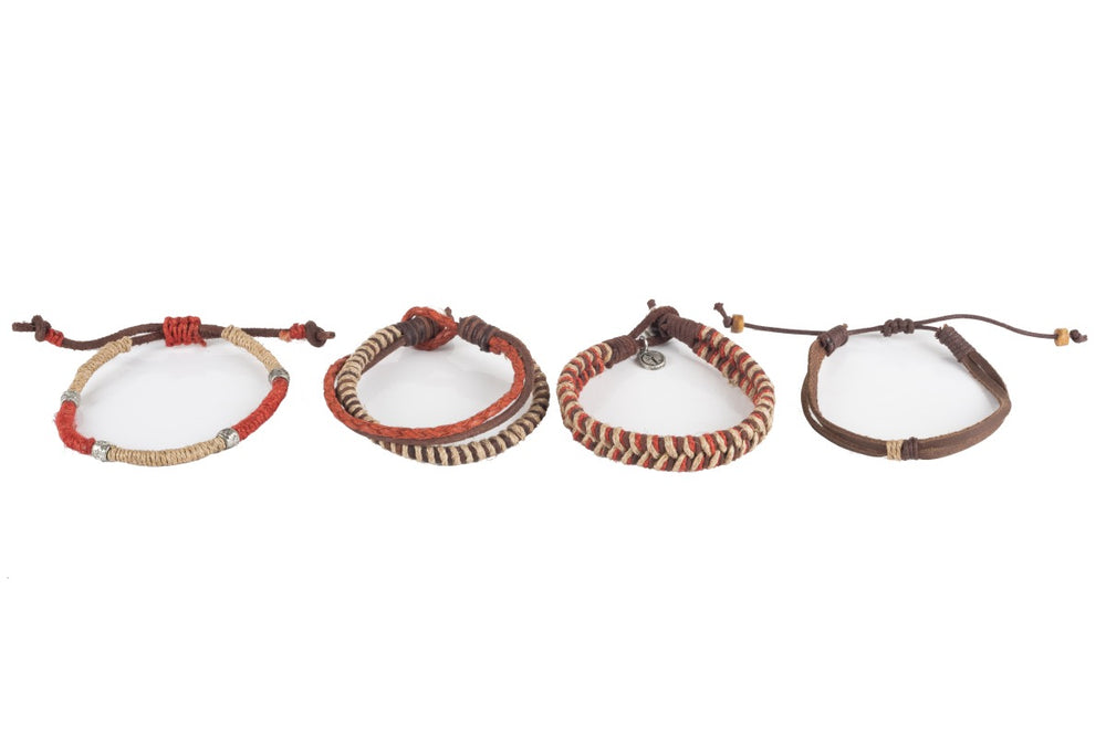 Mens Leather Jewellery-Bracelet-Red Rope Quartet