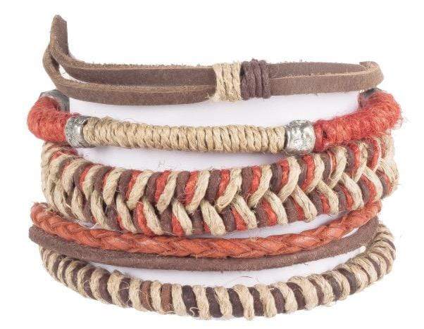 Mens Leather Jewellery-Bracelet-Red Rope Quartet