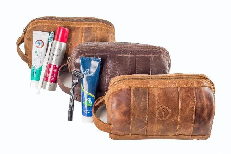 Mens Leather Toiletry Bag- Watson