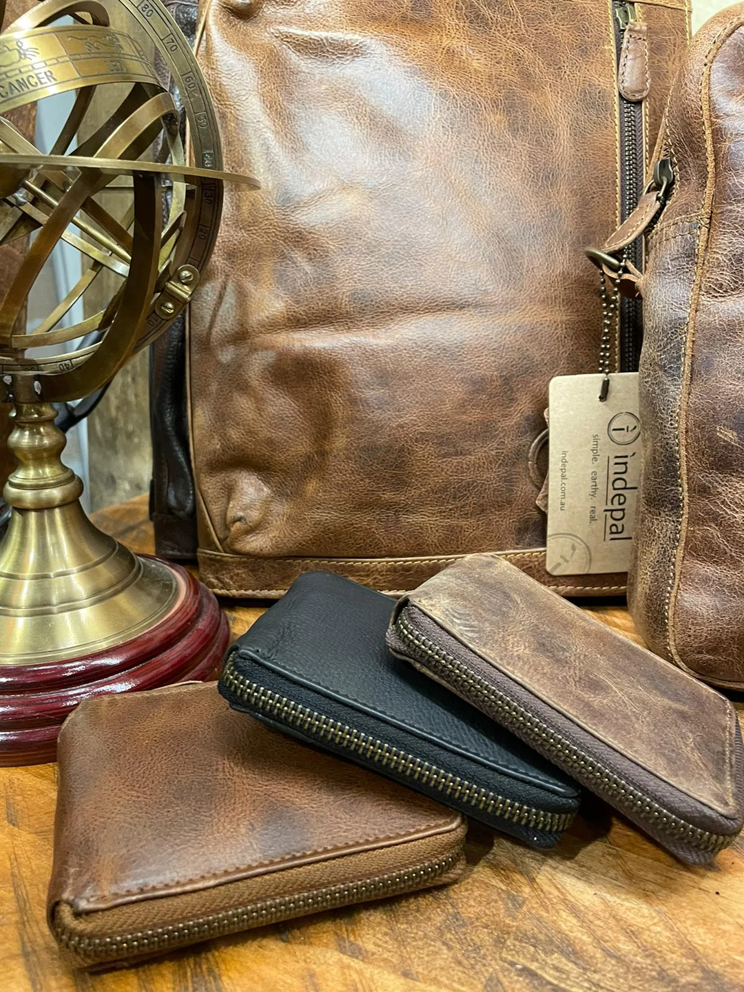 Mens Leather Wallet Zip-Pocket